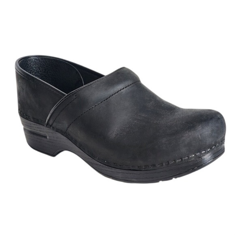 Dansko Professional Black Oiled Leather Clogs Womens 40 Nursing Shoes